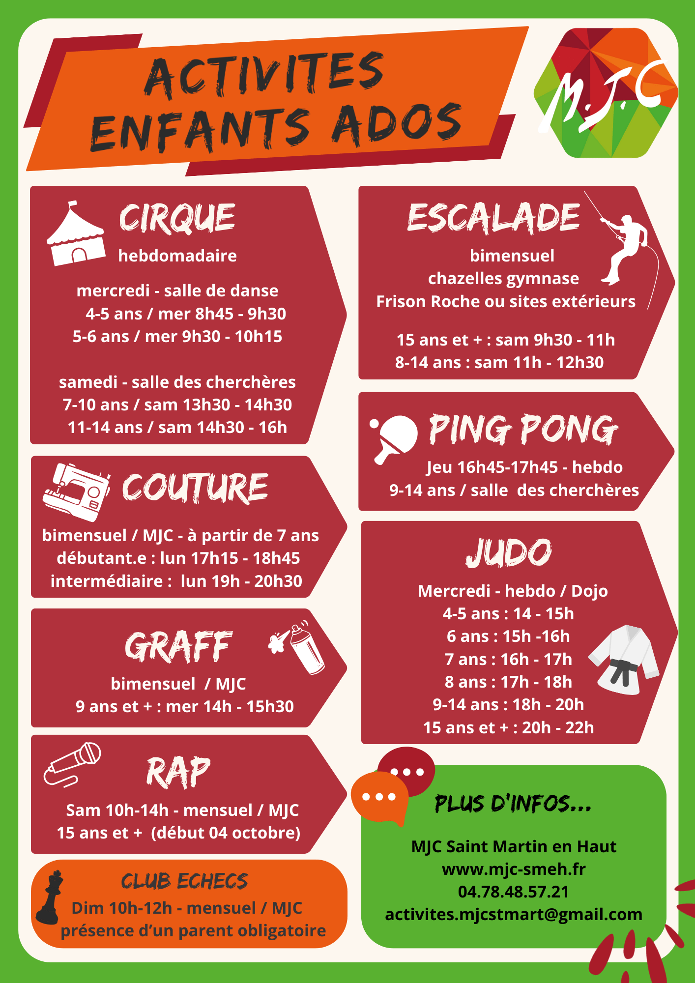 Lire la suite à propos de l’article Activités Enfants / Ados 2025-2026