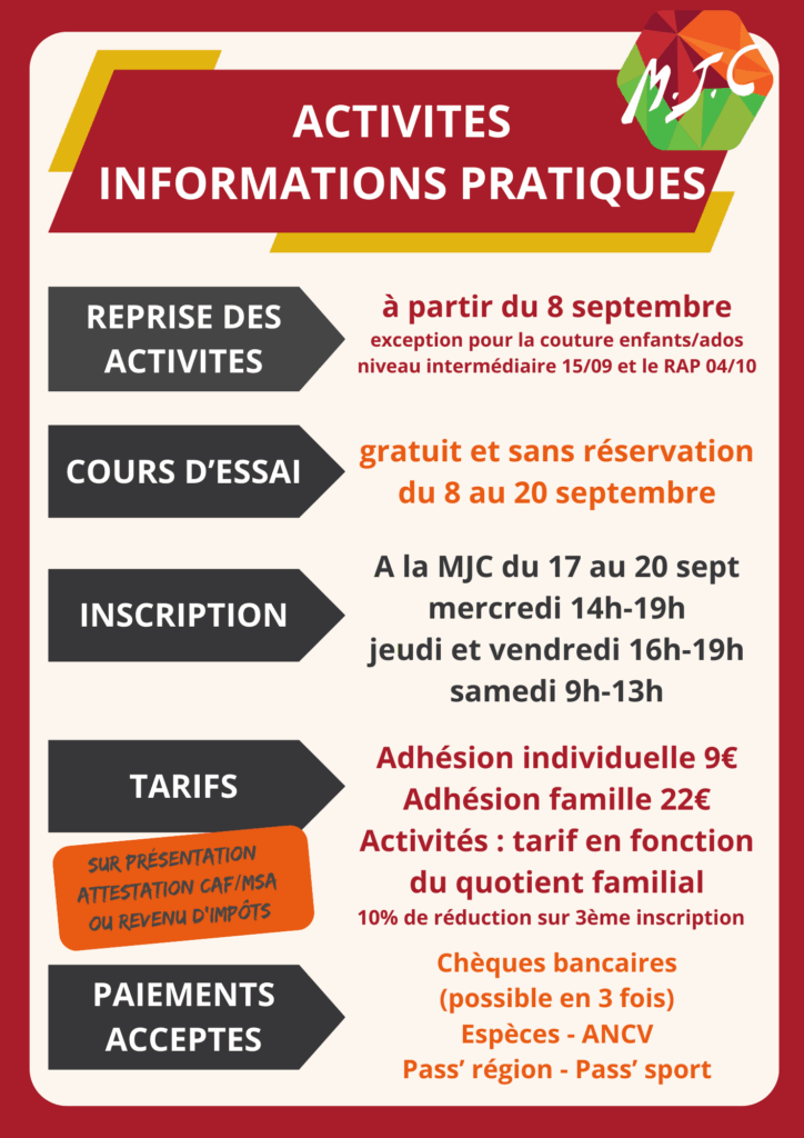 Lire la suite à propos de l’article Infos pratiques saison 2025-2026
