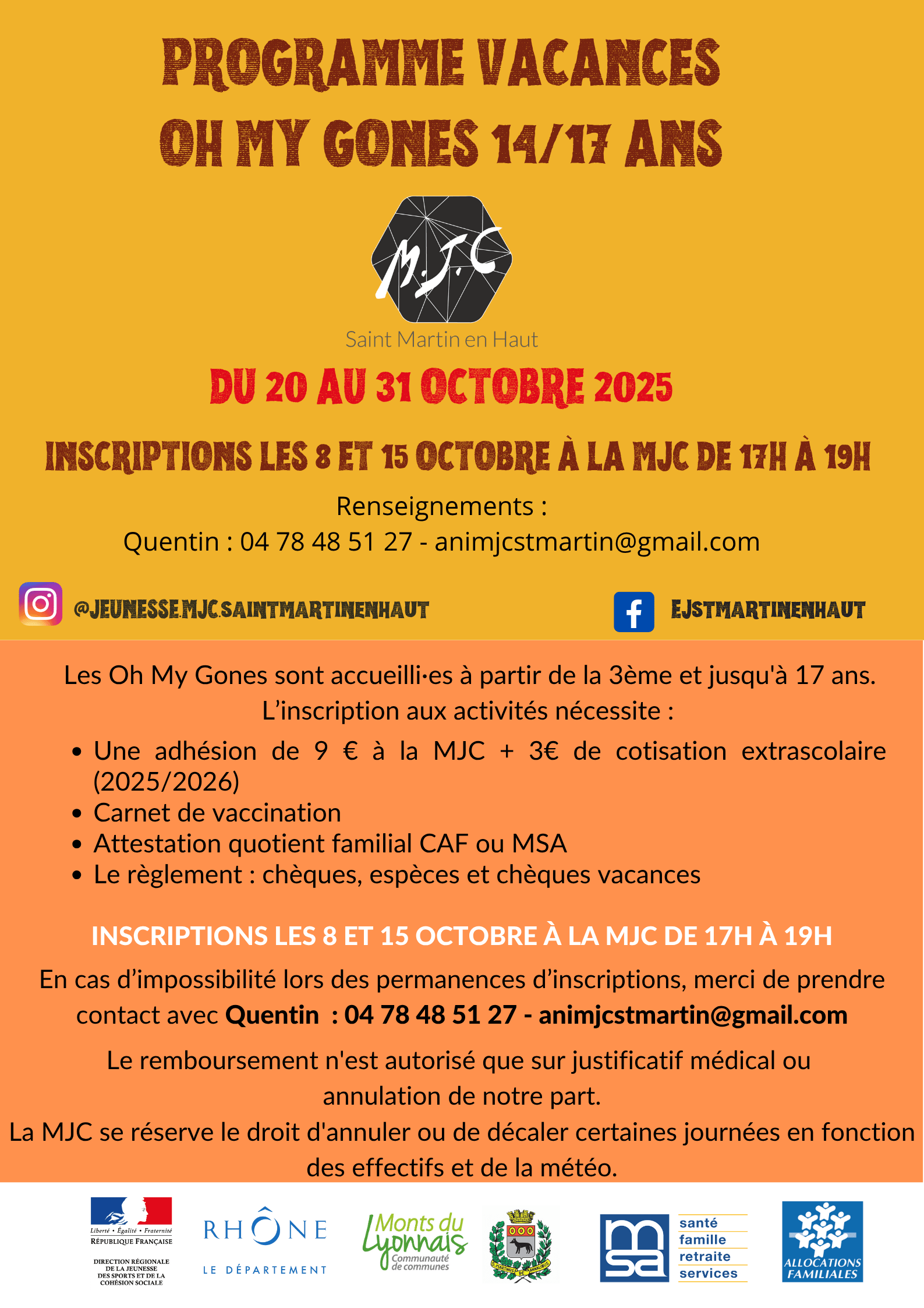 You are currently viewing Programme vacances octobre « Oh My Gones » 14-17 ans