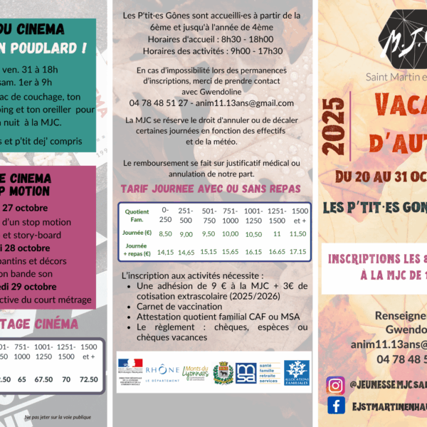Programme vacances octobre « Les P’tit·es Gones » 11-13 ans