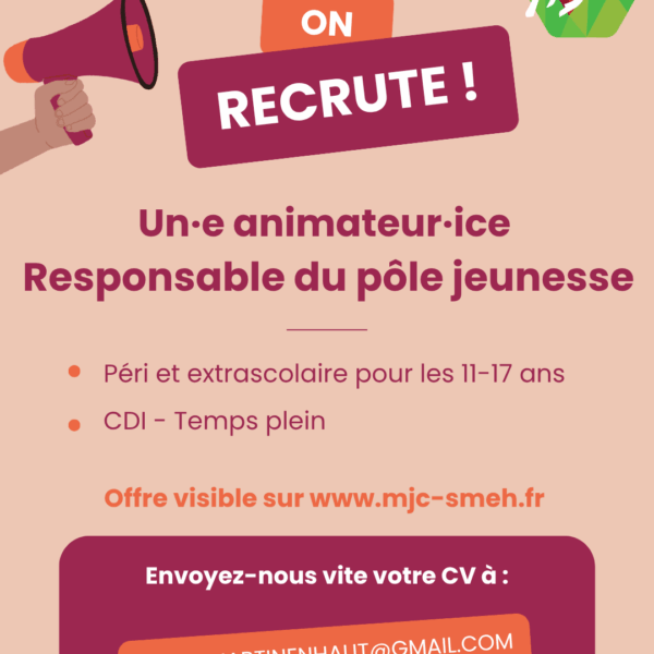 Offre d’emploi – Animateur.rice / Responsable Pôle Jeunesse