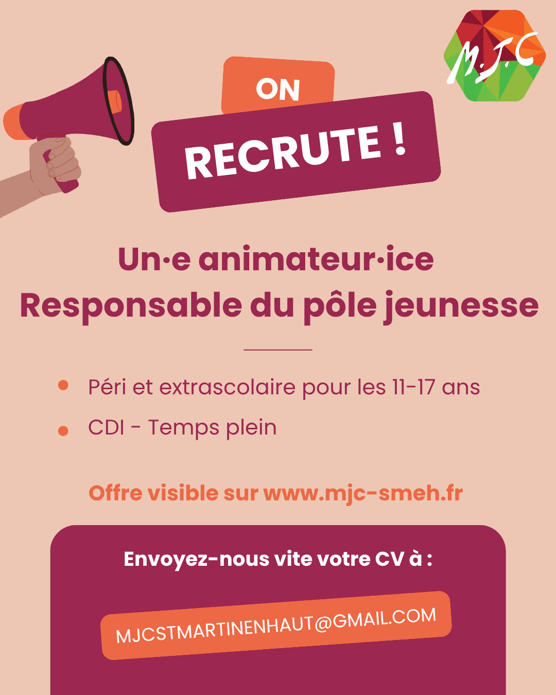 You are currently viewing Offre d’emploi – Animateur.rice / Responsable Pôle Jeunesse