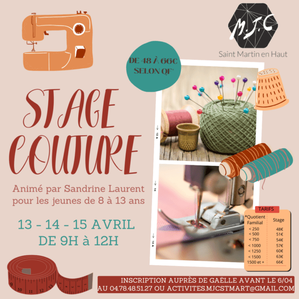 Stage couture 8/13 ans 