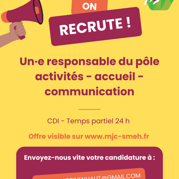 Offre d’emploi – Responsable pôle activités / accueil / communication