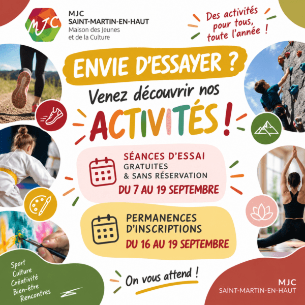 Activités régulières : venez essayer avant de vous inscrire !